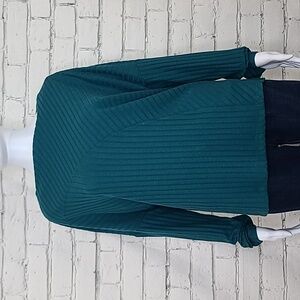 Michael Stars Dakota Ribbed Long Sleeve Teal Ribbed Women's Top L